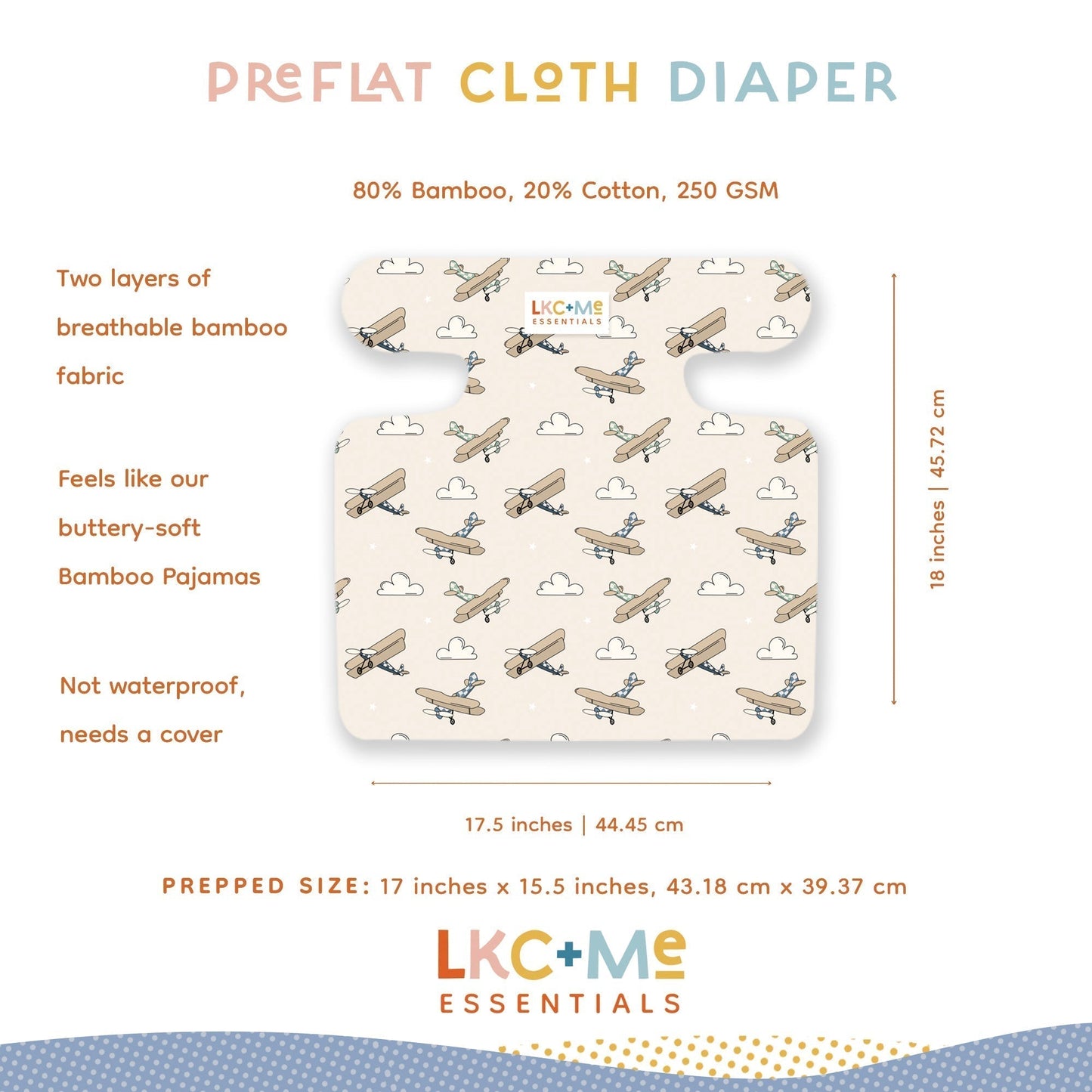 LKC+Me One-Size Bamboo Preflat - Tie-Dye