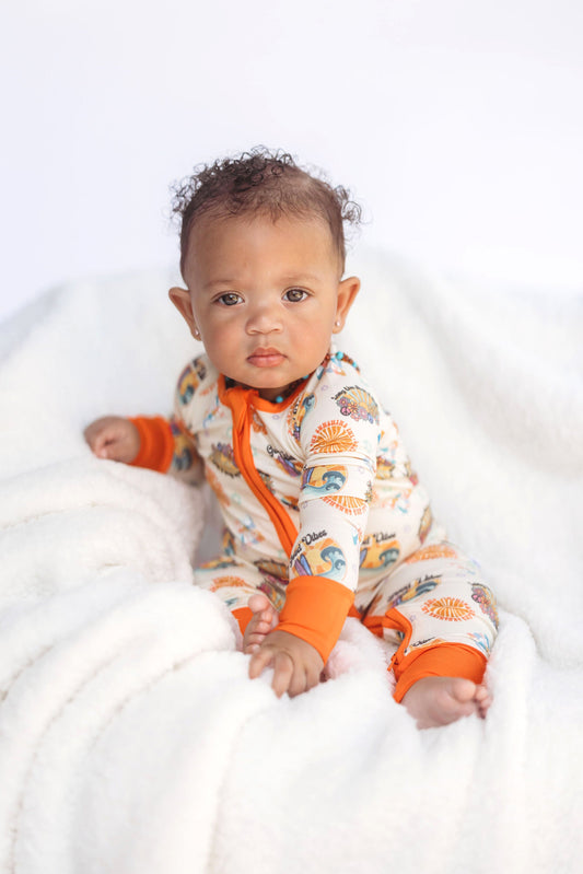 Bamboo Baby Pajamas - Double Zipper - Longies - Good Vibes