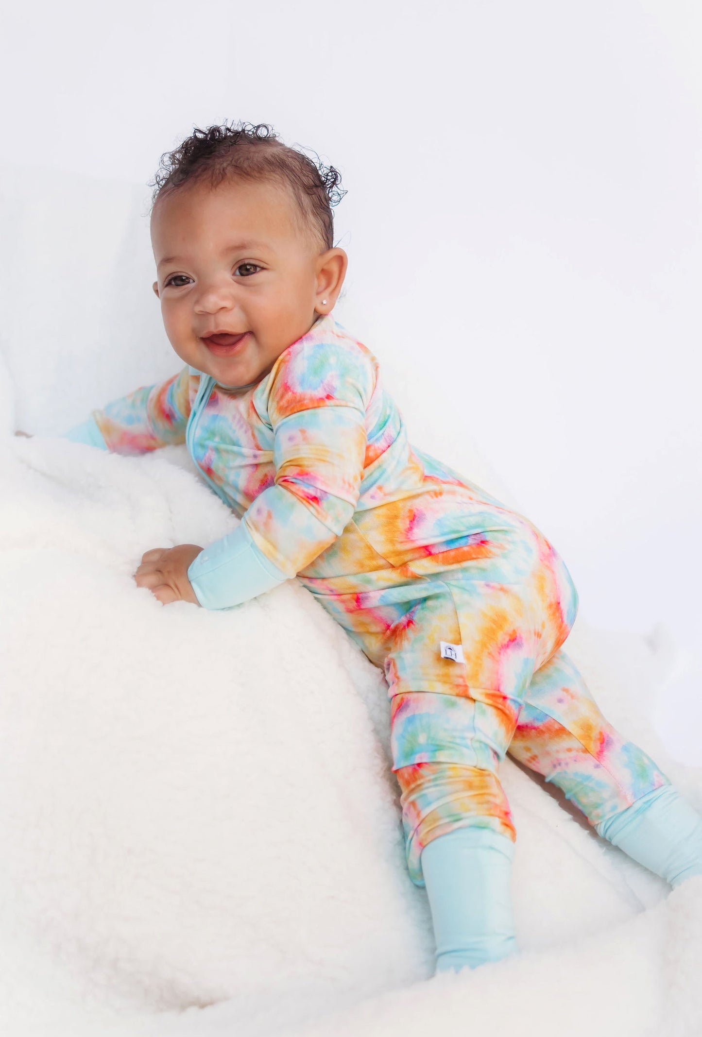 Bamboo Baby Pajamas - Double Zipper - Longies - Tie-Dye