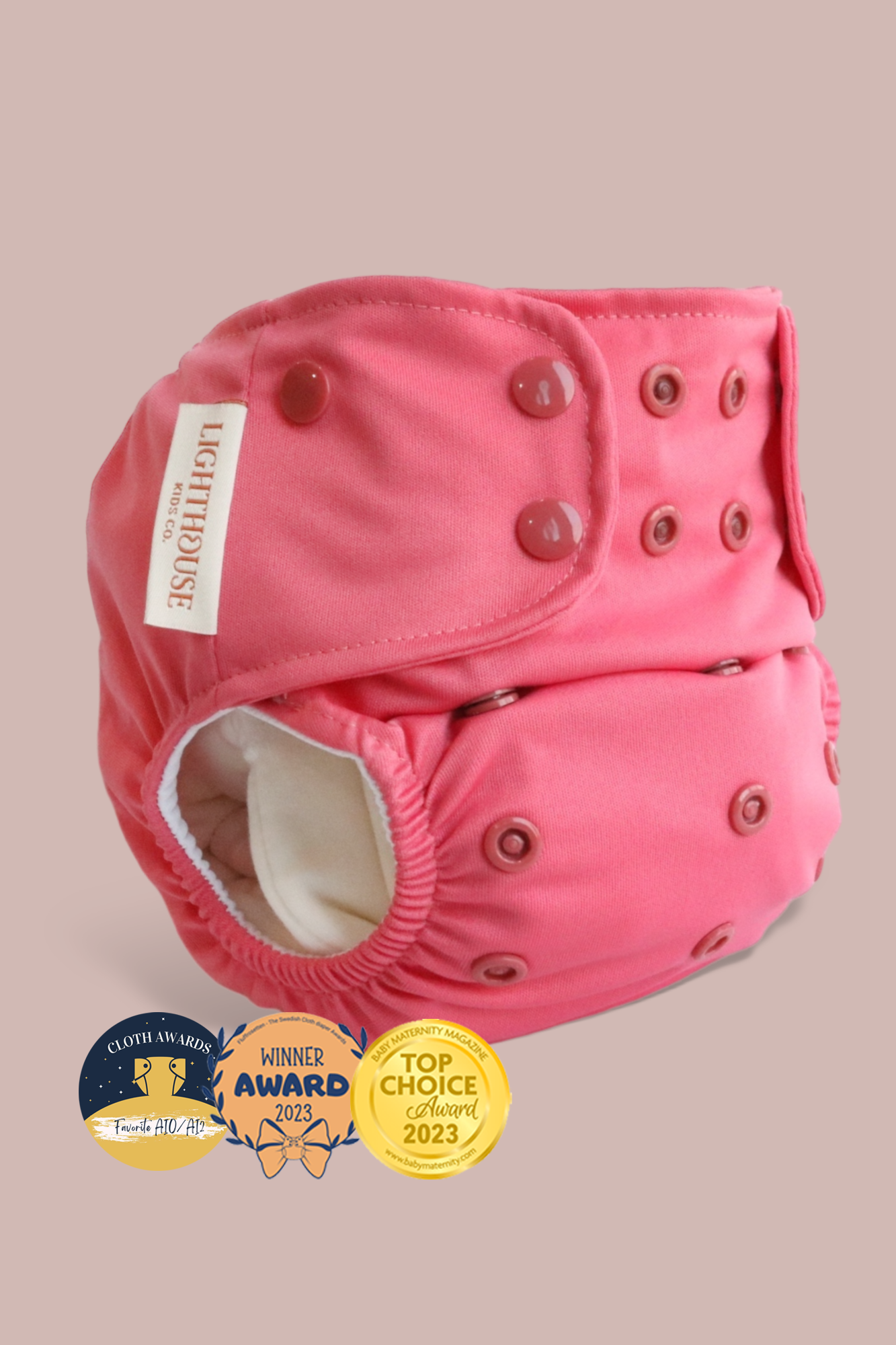 CLEARANCE - All-In-One Diaper - Recycled - Athletic Wicking Jersey AWJ - Raspberry
