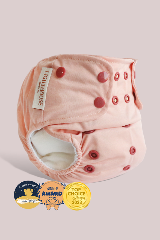 All In One AIO cloth diaper with athletic wicking jersey. Lighthouse Kids Company Best AIO diaper brand